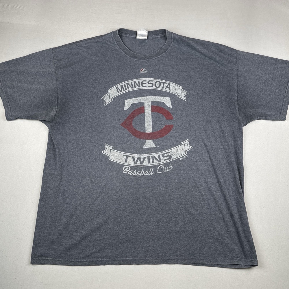 Vintage Y2K Minnesota Twins Baseball Club Majestic T Shirt MLB 2XL Navy